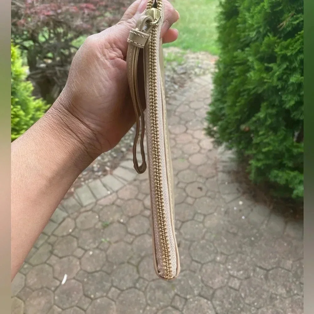 Brahmin Large Leather Wristlet, Tan